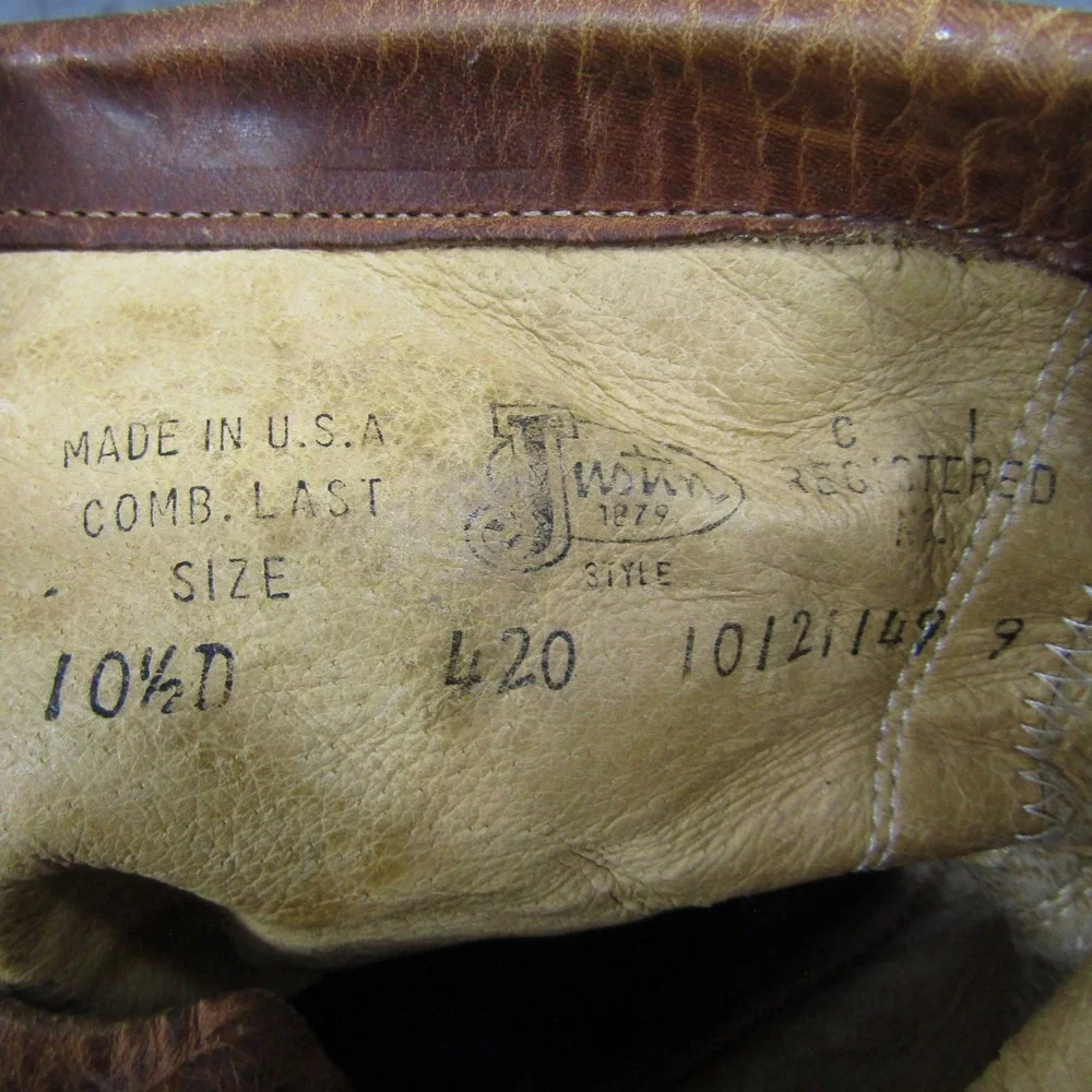 Justin Lace Up Boots Mens 10.5 D Brown Leather Kiltie Work Utility USA 420